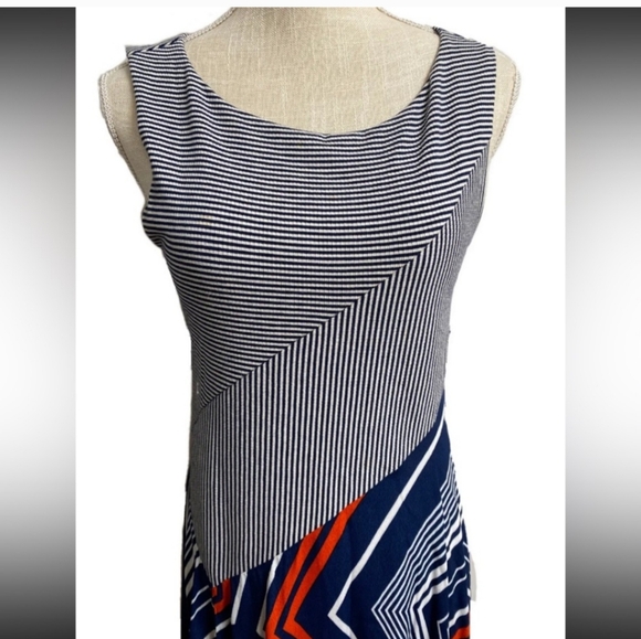 Anthropologie Maeve Cameron Blue/ White/ Orange Asymetrical Dress. Size XL. - Picture 12 of 16